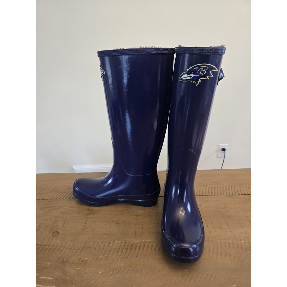Baltimore RAVENS Womens‎ Size 7 Prple Fleece Lined Rain Boots
